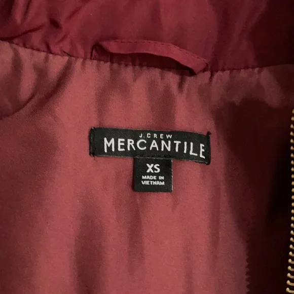 J. Crew Mercantile Burgundy Ruffle Neck Quilted Vest - Picture 9 of 11